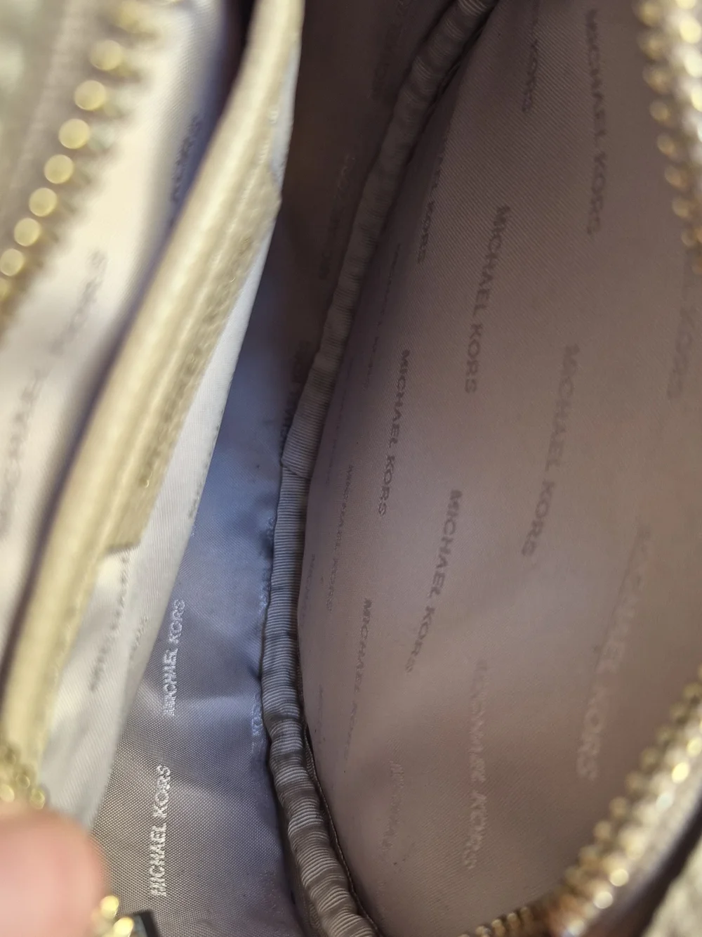 Michael Kors Round Canteen Crossbody Bag Pebbled Leather Taupe Beige